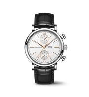 IWC Portofino Chronograph 39 IW391406 con cassa in acciaio 39 mm e quadrante argentato.